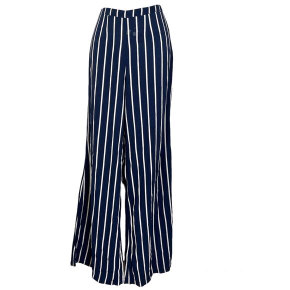 Reformation Sorrenti Pant Capone Stripe Navy Blue - Picture 2 of 12
